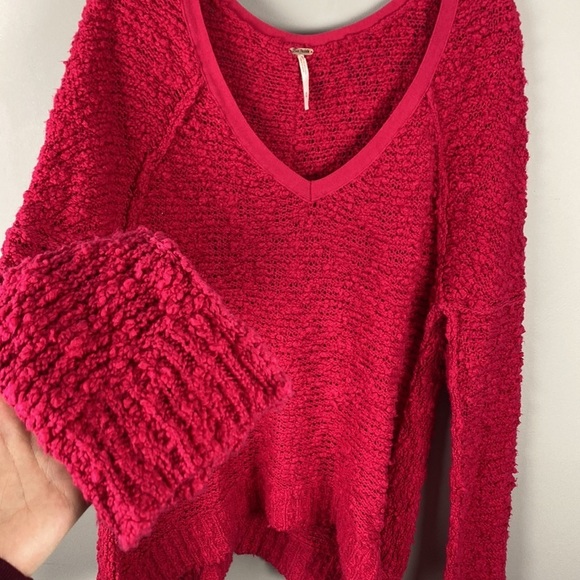 Free People Womens Songbird V-Neck Sweater Size Medium Raglan Sleeve Oversized - Picture 8 of 11